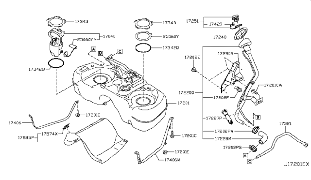 2015 Nissan Juke  Protector-Fuel Tank Diagram for 172851KD0A