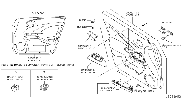 2011 Nissan Juke FINISHER Assembly Front Door LH Diagram for 809011KM0A