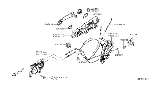 2014 Nissan Juke Outside Handle Grip, Passenger Side Diagram for 806401FA1B