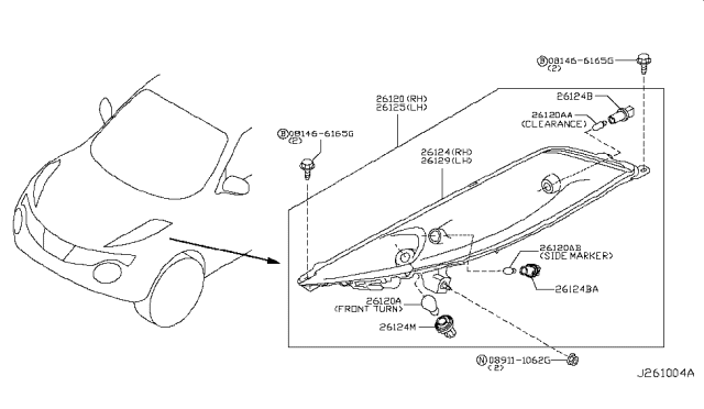 2013 Nissan Juke Bulb Diagram for 2627189913