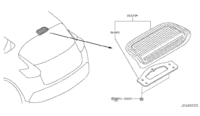 2016 Nissan Juke Stop Lamp Assembly-High Mounting Diagram for 265901KA0B