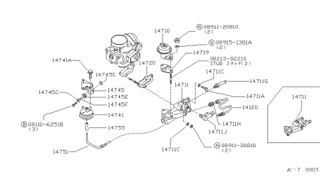 1980 Nissan 720 Pickup  Gasket-EGR Diagram for 14719N3301