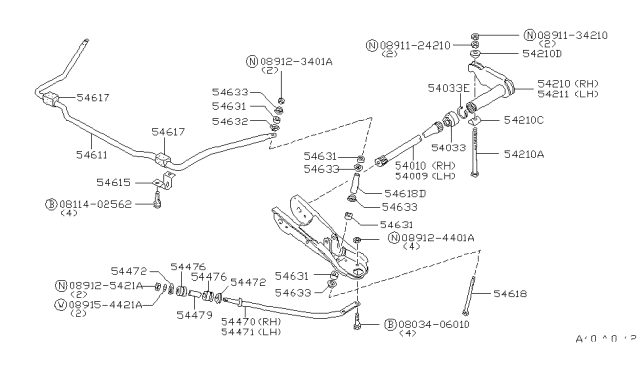 1980 Nissan 720 Pickup  Nut Diagram for 0891124210