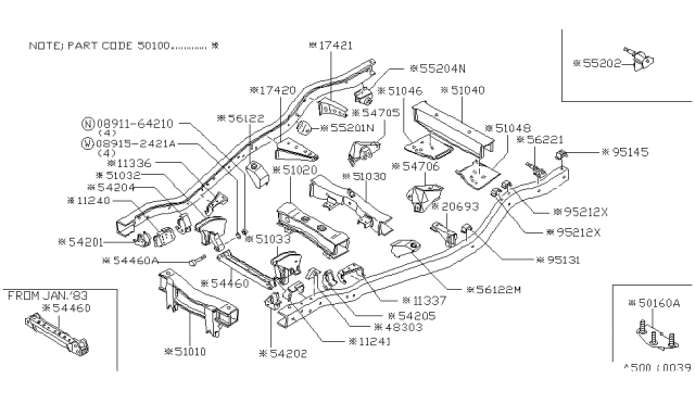 1983 Nissan 720 Pickup Nut Diagram for 0891164210