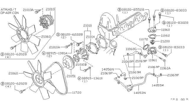 1980 Nissan 720 Pickup  Thermostat Assembly Diagram for 2120076204