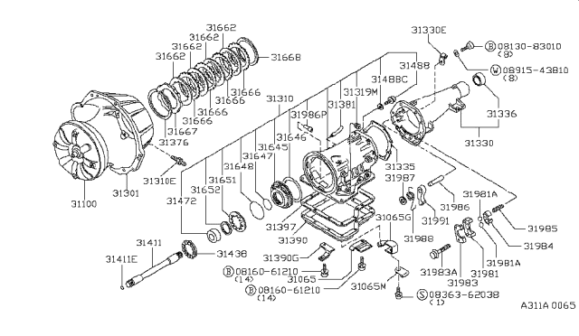 1986 Nissan 720 Pickup Torque Converter Diagram for 31100X6607