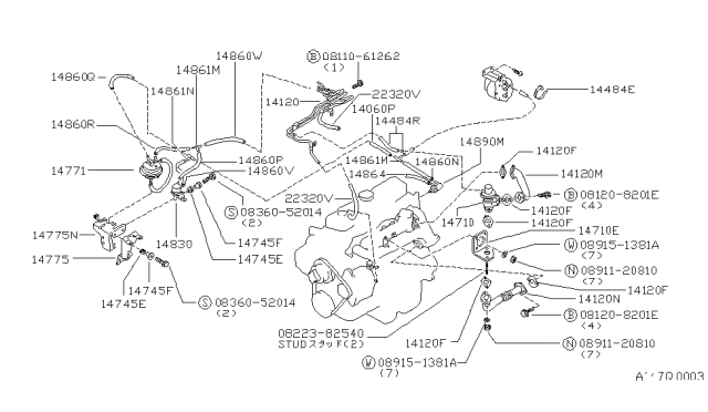 1984 Nissan 720 Pickup BPT Valve Diagram for 1474110W00