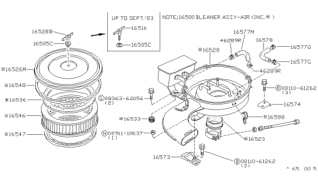 1984 Nissan 720 Pickup  Screw Diagram for 0836362056