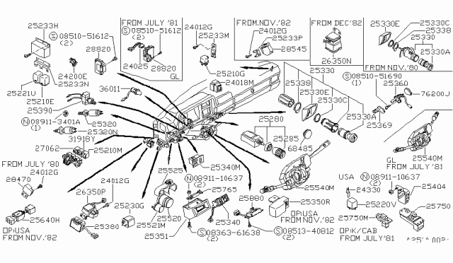 1984 Nissan 720 Pickup Relay Diagram for 25230C9900