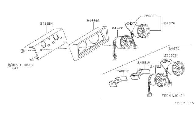 1985 Nissan 720 Pickup  Voltage Meter Assembly Diagram for 2482246W00