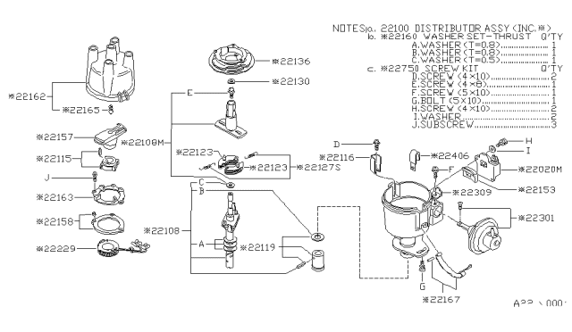1981 Nissan 720 Pickup  TRIGNITION Unit Diagram for 22020W0560