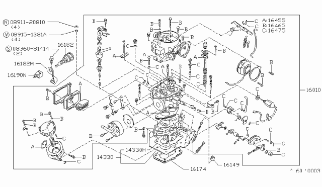 1981 Nissan 720 Pickup CARBURETOR Diagram for 1601007W21