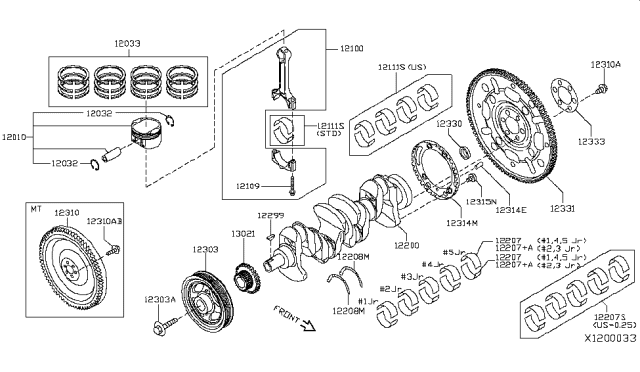2007 Nissan Sentra  Plate Assy-Drive & Gear Diagram for 12331EN200