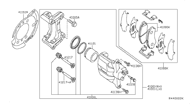 2008 Nissan Sentra  CALIPER Assembly-Front LH, W/O Pads Or SHIMS Diagram for 41011ET000