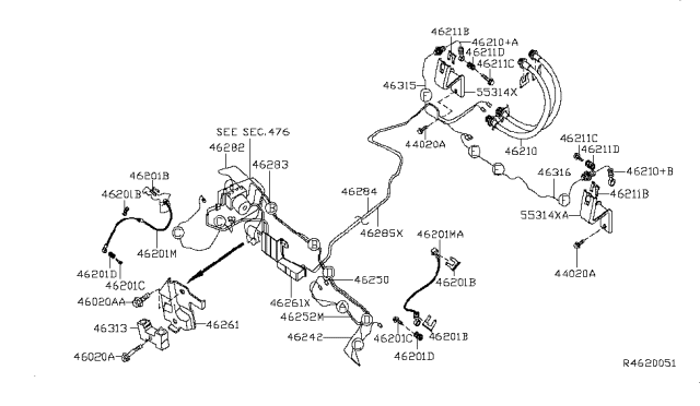 2007 Nissan Sentra  Hose Assy-Brake, Front Diagram for 46210ET82A
