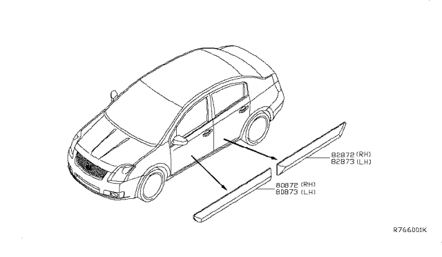 2010 Nissan Sentra  MOULDING - Front Door, LH Diagram for 80871ZT59A