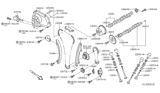 2012 Nissan Sentra  Guide-Chain, Slack Side Diagram for 13091ET000