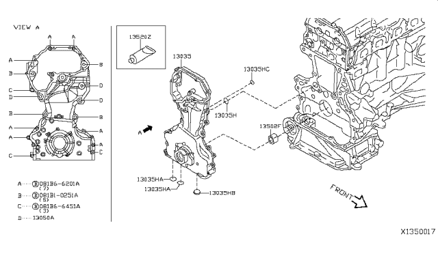 2011 Nissan Sentra  Cover Assy-Front Diagram for 13500ET000