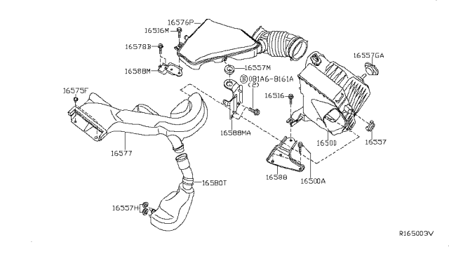 2012 Nissan Sentra  Bracket-RESONTOR Diagram for 16588ET80A