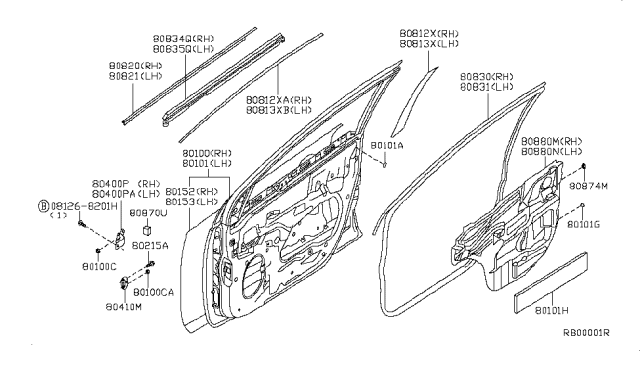 2009 Nissan Sentra  Screen Seal Front LH Diagram for 80861ZJ60A