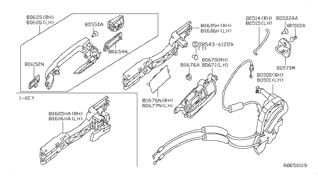 2009 Nissan Sentra Gasket-Door Outside Handle, Front Diagram for 80652ET000