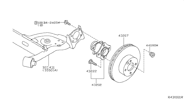 2009 Nissan Sentra  Hub Assembly Rear Diagram for 43202EN000