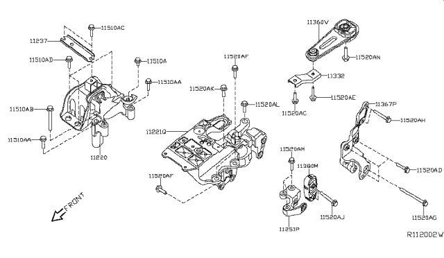 2012 Nissan Sentra  Bolt Diagram for 11298EN00A