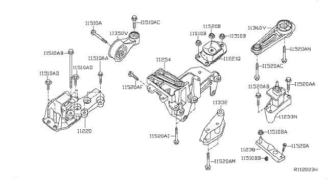 2009 Nissan Sentra  Bolt Diagram for 01125N0121