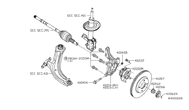 2008 Nissan Sentra  Hub Assembly Road Wheel Diagram for 40202EN010