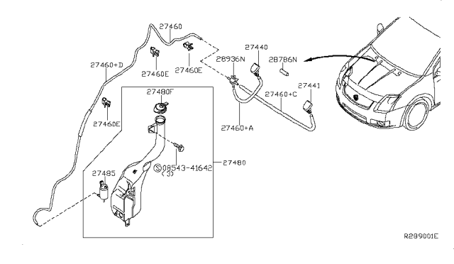 2007 Nissan Sentra Pump Assy-Washer Diagram for 28920ET400