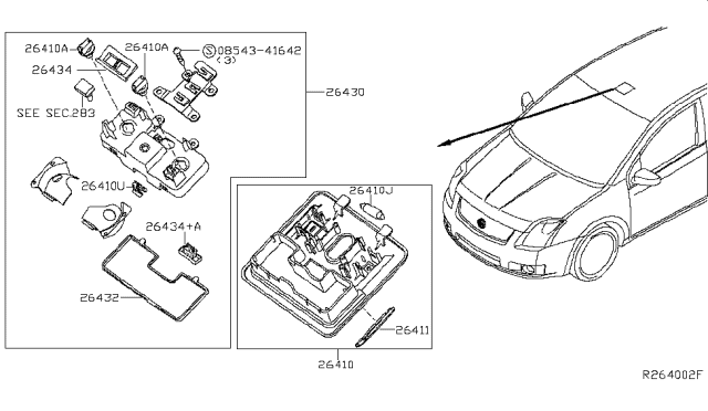 2009 Nissan Sentra  Lamp Assembly-Room Diagram for 26410ZT50A