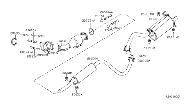 2010 Nissan Sentra  Exhaust Tube Assembly, Front Diagram for 20010ZJ62A