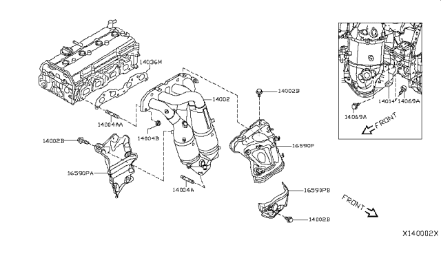 2010 Nissan Sentra  Stud Exhaust Diagram for 14064JD00A
