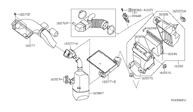 2009 Nissan Sentra  Duct Assembly-Air Diagram for 16554ET005