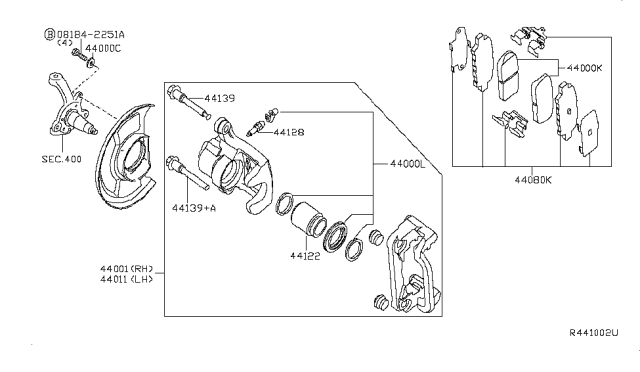 2008 Nissan Sentra  A CALIPER RH 99 Diagram for 44001EM11A