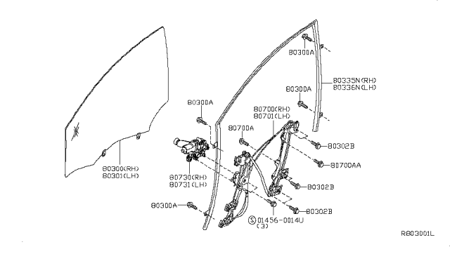 2007 Nissan Sentra Glass Assembly-Door Window, LH Diagram for 80301ET000