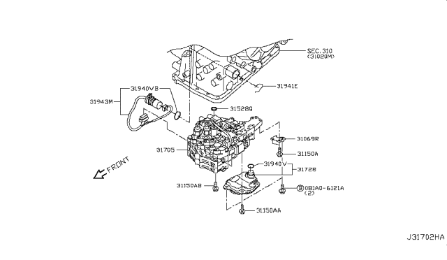 2007 Nissan Sentra  Bolt Diagram for 313771XX0B