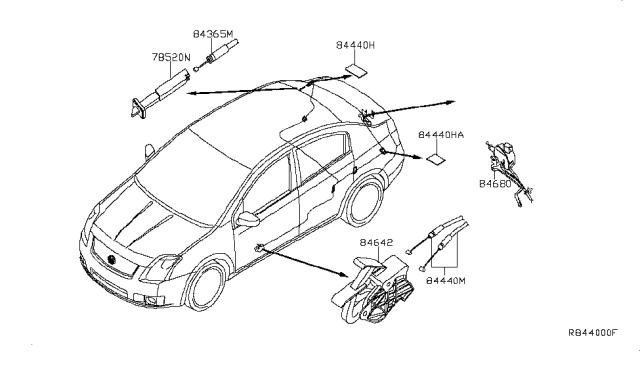 2007 Nissan Sentra  Handle-Trunk & Fuel Lid Opener Diagram for 84642ET00A