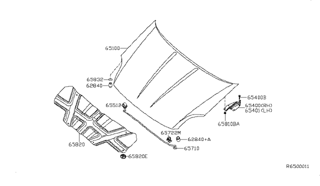 2012 Nissan Sentra Hood Diagram for 65100ET030