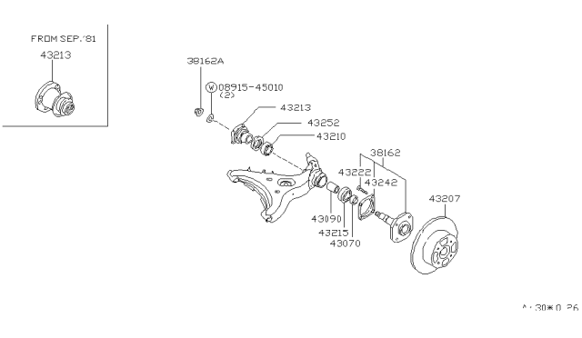 1981 Nissan 280ZX Bearing Axle Diagram for 4321021000