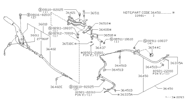 1981 Nissan 280ZX  COTTER Pin Diagram for 0092121810