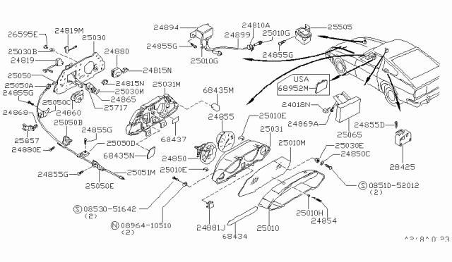 1980 Nissan 280ZX  TACHOMETER Diagram for 24855P7100