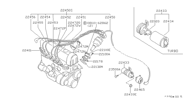1983 Nissan 280ZX Clamp-Cable Diagram for 22472E3002