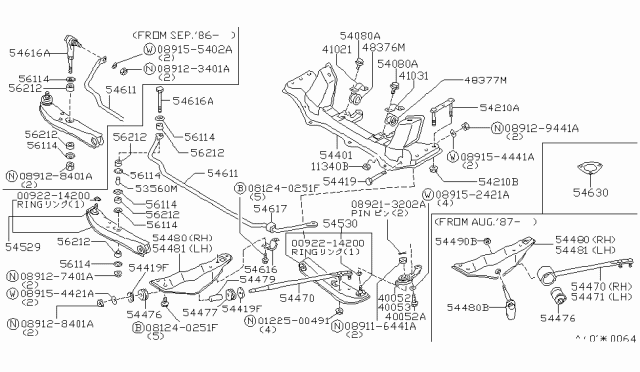 1989 Nissan 300ZX  Bushing-Stabilizer Diagram for 5461307P00