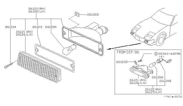 1986 Nissan 300ZX  Packing-Lens Diagram for 2612301P00