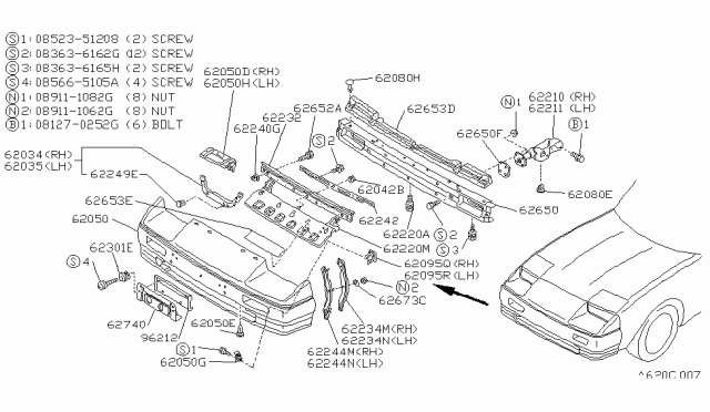 1986 Nissan 300ZX  Bolt Diagram for 0112100333