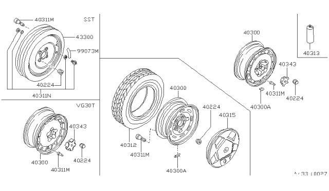 1986 Nissan 300ZX Wheel Road Diagram for 4035004P00