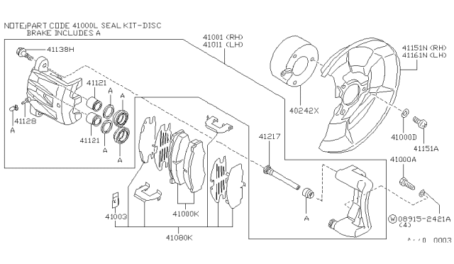 1989 Nissan 300ZX  Grease - SHIM Disc Brake Diagram for 4100303P25