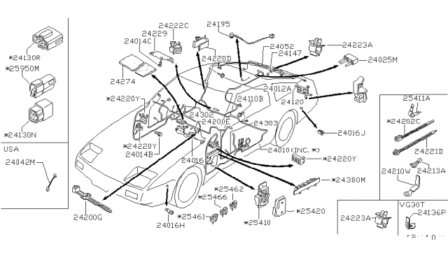 1987 Nissan 300ZX  Cl-Wire Harness Diagram for 2422289923