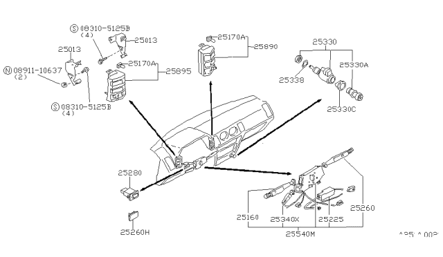 1986 Nissan 300ZX  Switch Combination Diagram for 2556001P00